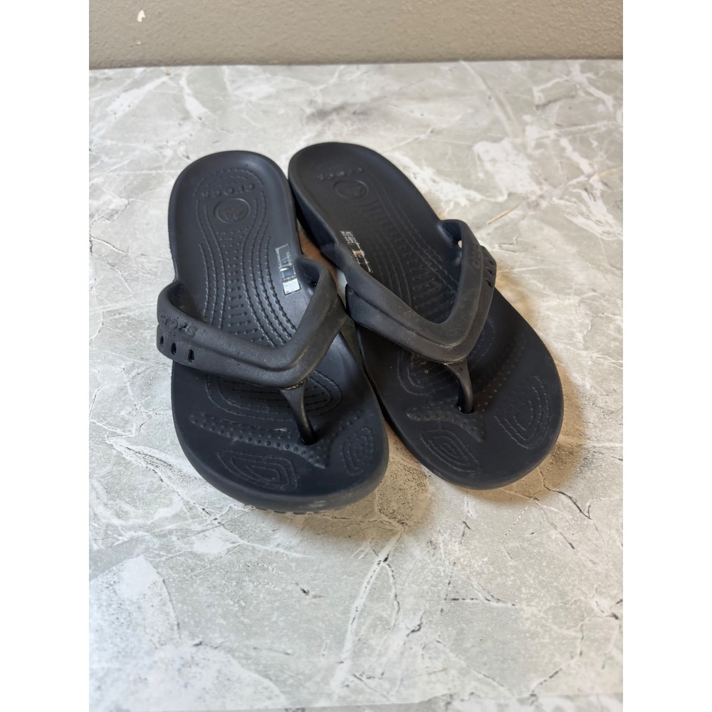 Crocs Kids Black Flip Flops Sandals Thong Comfort Casual Shoes Size J1